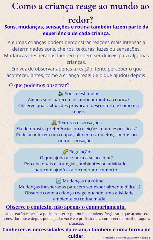 Página interna do ebook sobre como a criança reage ao mundo ao redor